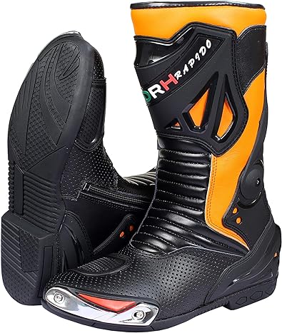 DRH Rapido Mens Motorbike Racing Boots Leather Sports Shoes