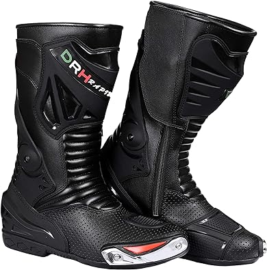 DRH Rapido Mens Motorbike Racing Boots Leather Sports Shoes