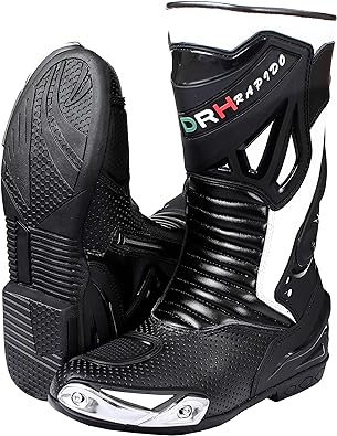 DRH Rapido Mens Motorbike Racing Boots Leather Sports Shoes