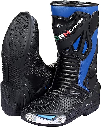 DRH Rapido Mens Motorbike Racing Boots Leather Sports Shoes