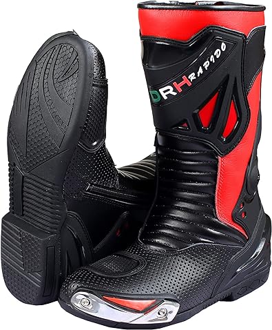 DRH Rapido Mens Motorbike Racing Boots Leather Sports Shoes