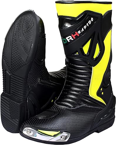 DRH Rapido Mens Motorbike Racing Boots Leather Sports Shoes