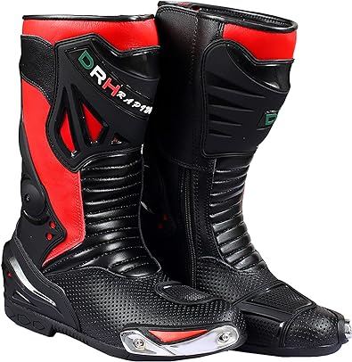 DRH Rapido Mens Motorbike Racing Boots Leather Sports Shoes